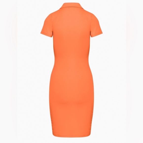 Babaton Orange Button Up Collared Bodycon Ruched Dress - Picture 7 of 15